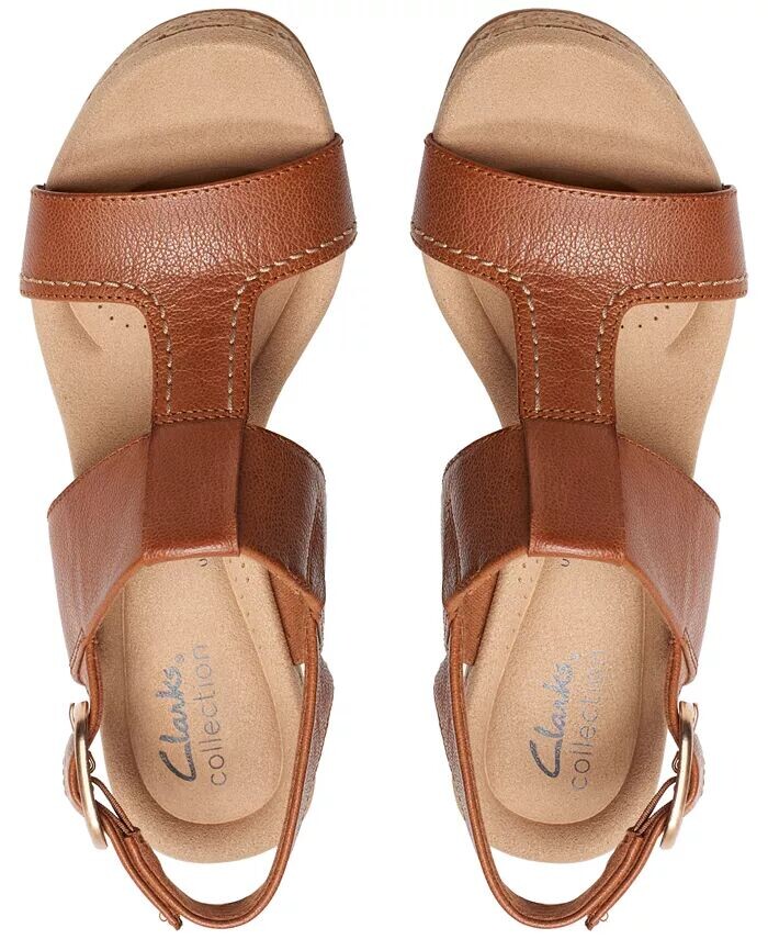 Босоножки на танкетке и платформе в стиле Жизель Clarks, коричневый/бежевый — фото 4