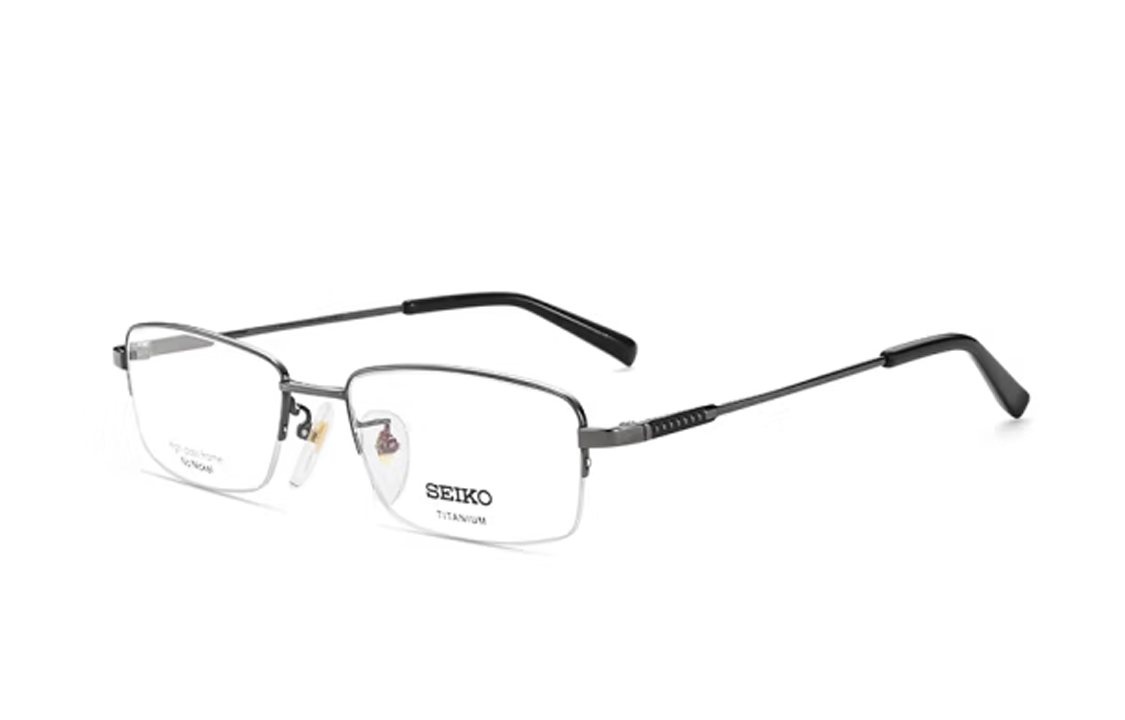 

SEIKO Титановые квадратные очки для мужчин в светло-сером цвете, Bright Gray