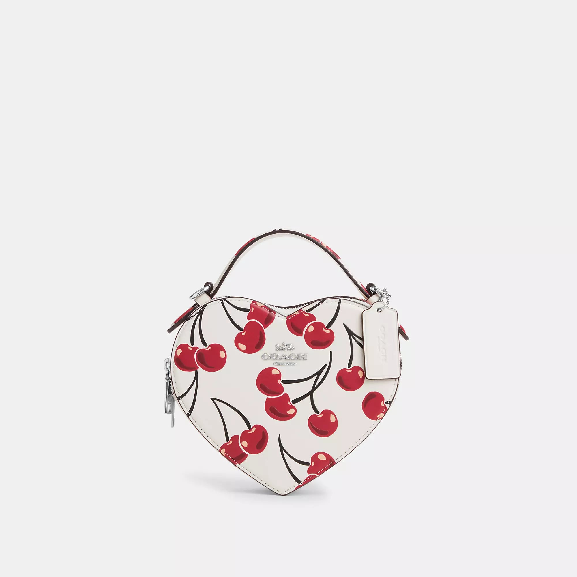 

Сумка через плечо Coach Outlet Heart с принтом в виде вишни, цвет silver/chalk multi