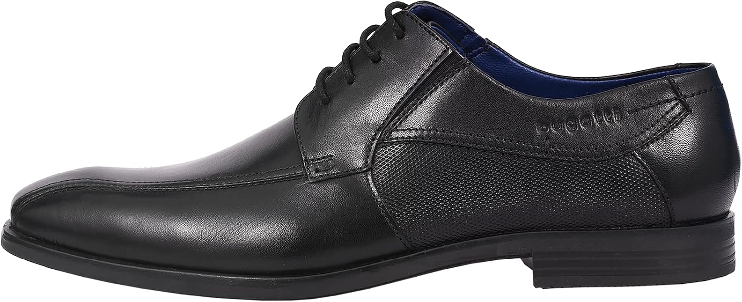 

Мужские деловые кожаные дерби Bugatti с эластичной комфортной шириной, черный