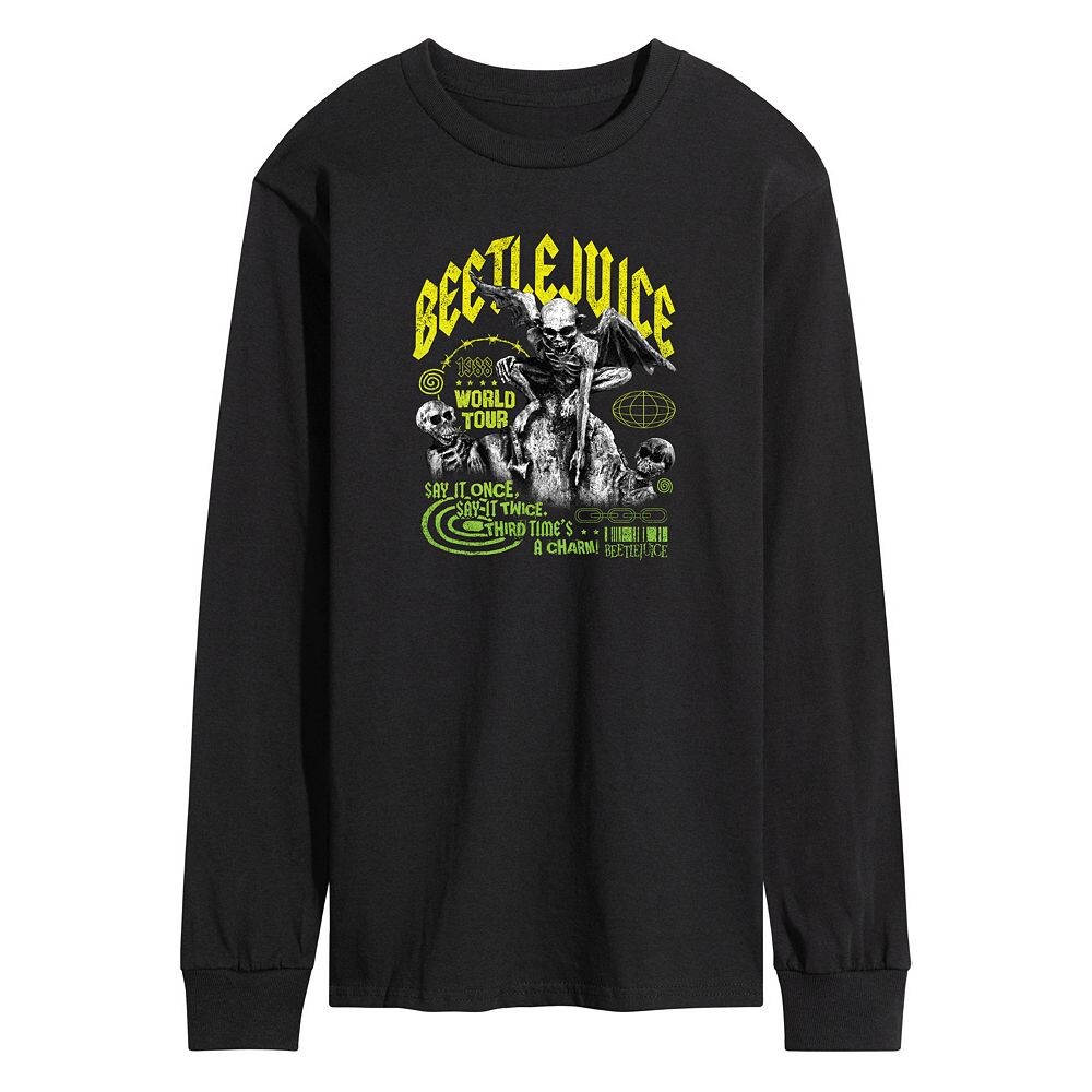 

Мужская футболка с длинными рукавами и рисунком Beetlejuice 1988 World Tour Licensed Character, черный