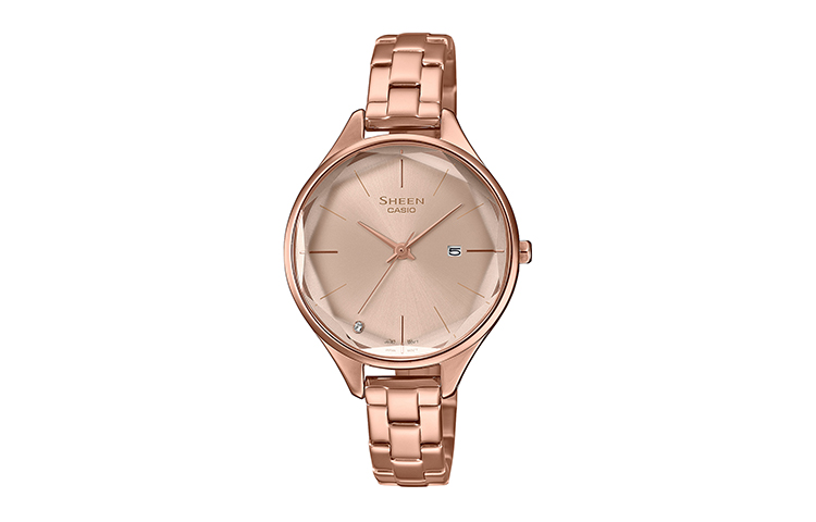 

CASIO Часы Women's SHEEN Gold Watch, Rose Pink Watch Dial
