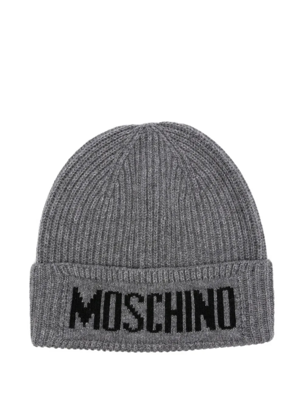 

Шапка с логотипом в рубчик Moschino, серый