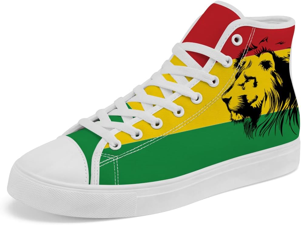 

Кеды Chebing Rasta High Top из холщовой ткани для мужчин и женщин Ямайка, высокие кроссовки на шнуровке, повседневная обувь, подарок для папы и мамы, зеленый
