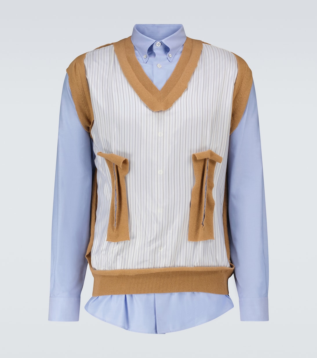 

Сшитая рубашка и жилет Maison Margiela, светло-синий