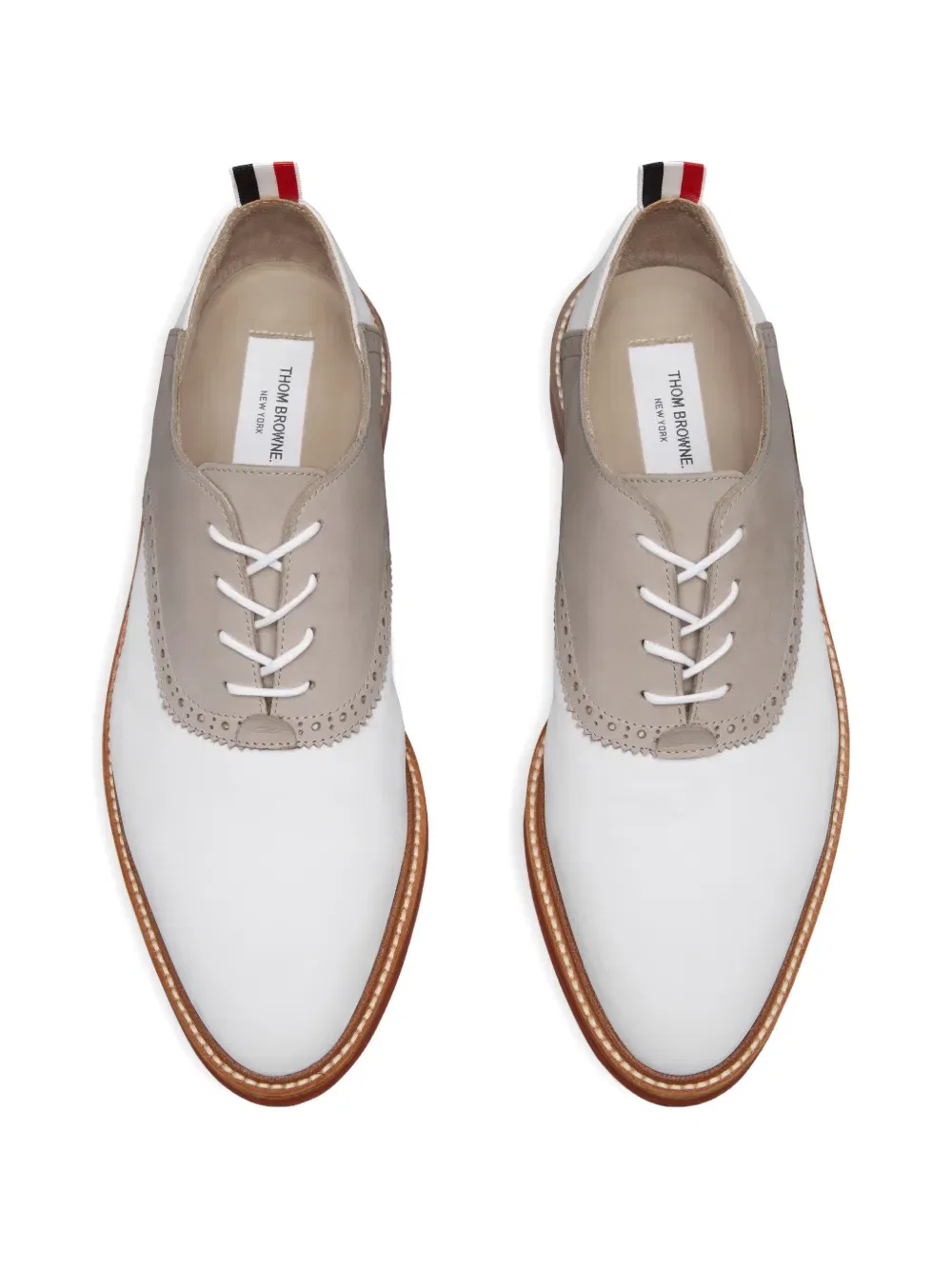 Оксфордские туфли с цветовыми блоками Thom Browne, белый — фото 3