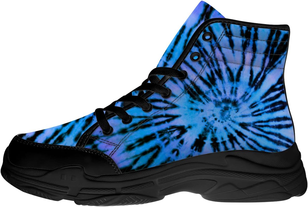 

Кроссовки Quorax для мужчин и женщин с высокой посадкой и эффектом тай-дай, на шнуровке, из хлопка, подарок для него и для нее, синий