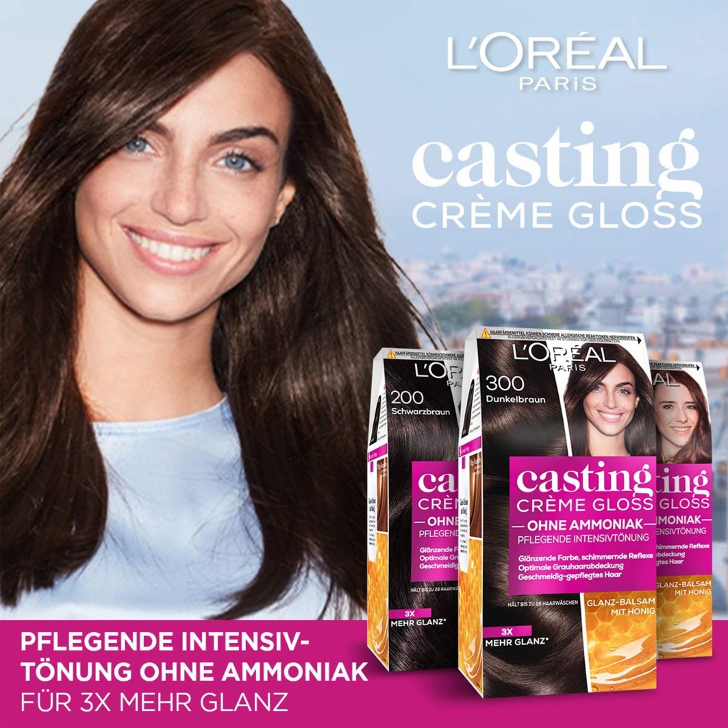 Краска для волос casting crème gloss pflegend Loreal Paris, nr. 300 - dunkelbraun, количество 1 шт. — фото 2