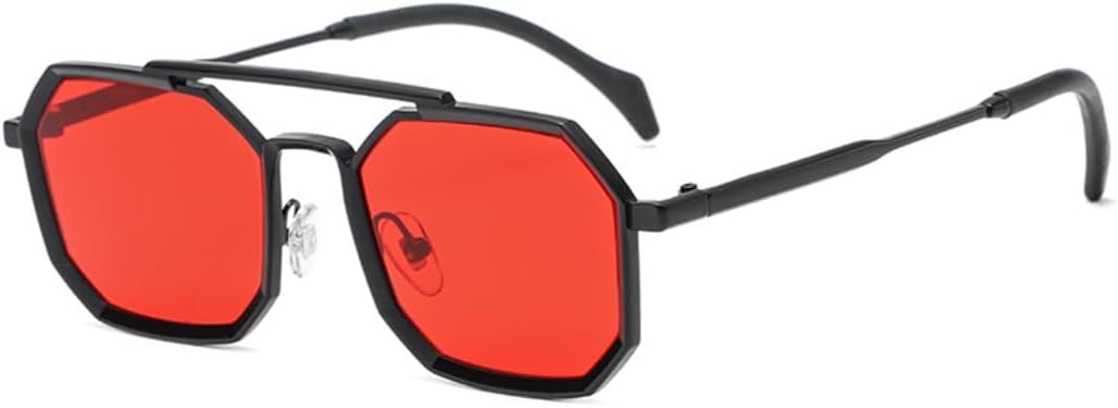 

Ретро солнцезащитные очки с двойными перемычками и многоугольными линзами для женщин и мужчин, металлическая оправа, зеркальные линзы, защита от УФ-излучения UV400, стиль панк UATXTAU, 3