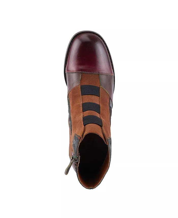 L’Artiste Women’s COPINE разноцветные ботинки с тиснением из кожи и замши, бархатной подкладкой и массивным каблуком L'Artiste, красный — фото 3