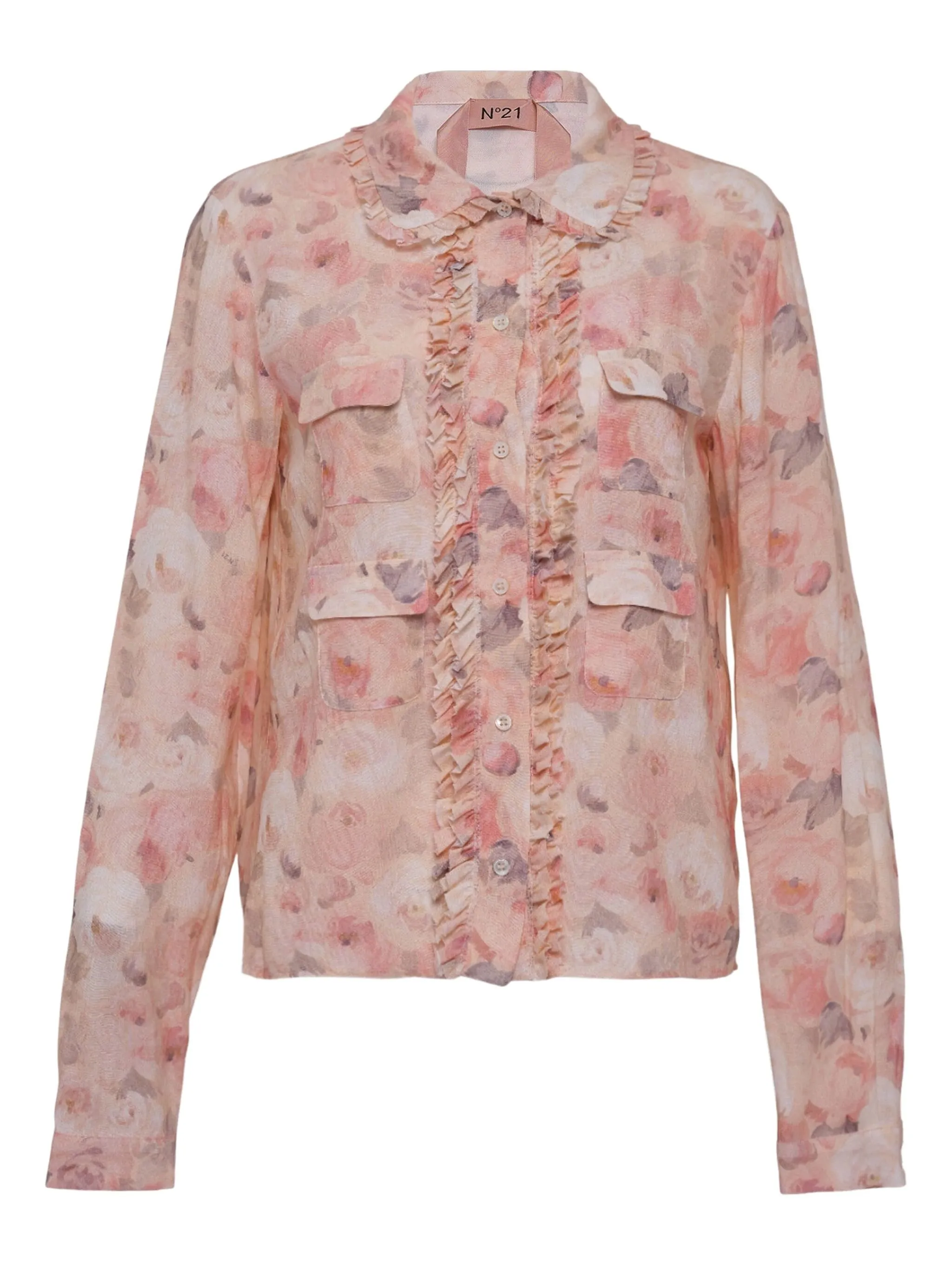 

Блузка с оборками и цветочным принтом Nº21, розовый