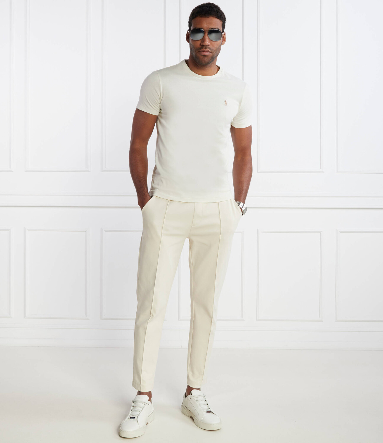Футболка POLO RALPH LAUREN Slim Fit, экрю — фото 2