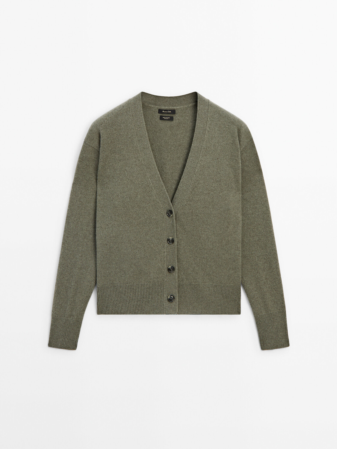 

Вязаный кашемировый кардиган с v-образным вырезом Massimo Dutti, зеленый