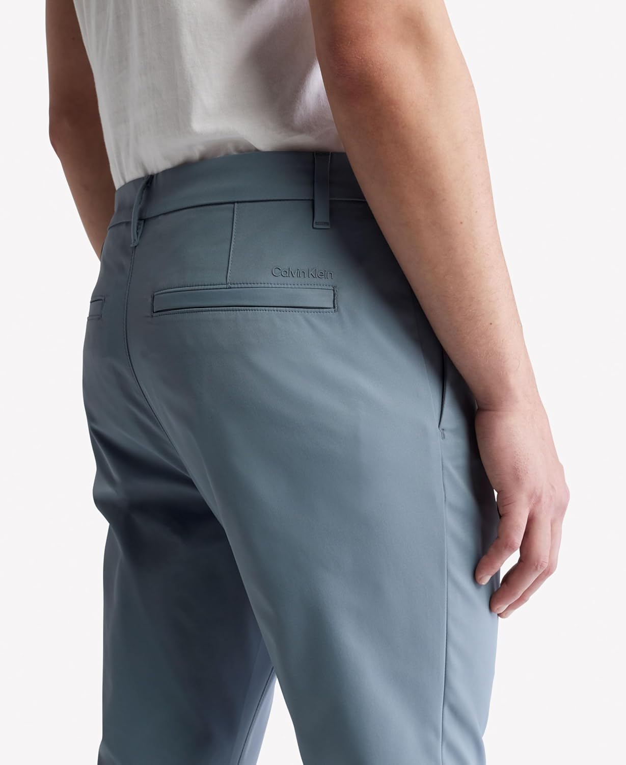 Мужские облегающие брюки-чинос Calvin Klein из ткани и эластичного плетения, Caspian Sea — фото 4