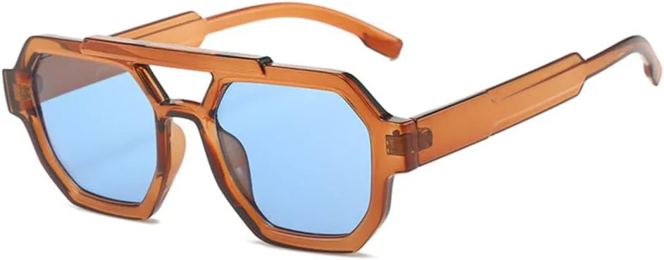 

Солнцезащитные очки MUTYNE Retro с двойной перемычкой, многоугольной и квадратной формой, женские, сине-фиолетовые, защита от ультрафиолета UV400, Brown Blue