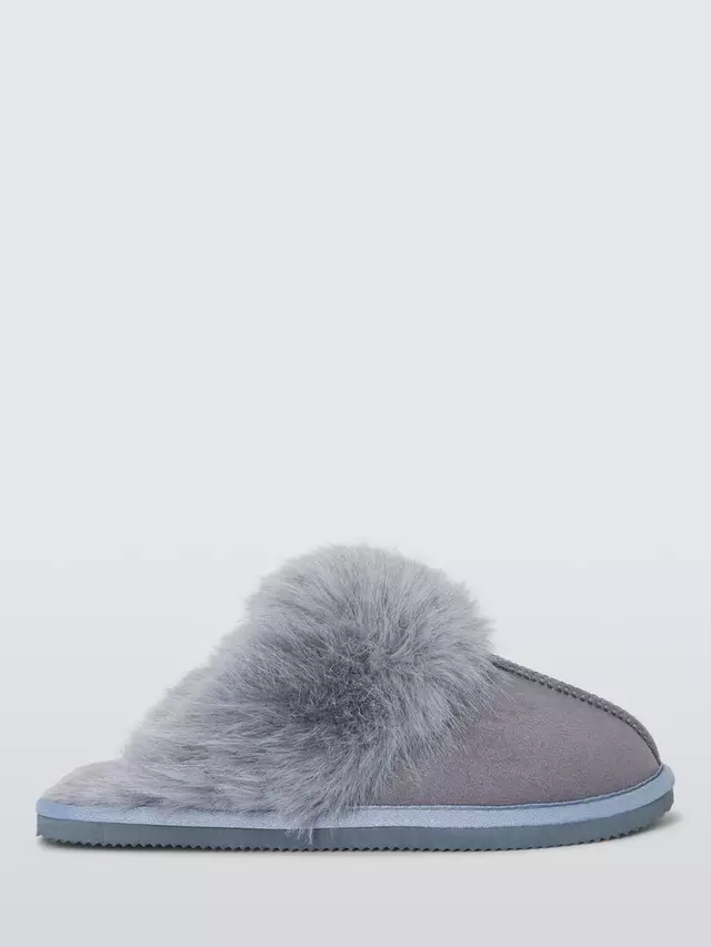 

Тапочки John Lewis John Lewi Microsuede Fluffy Faux Fur Mule, серый