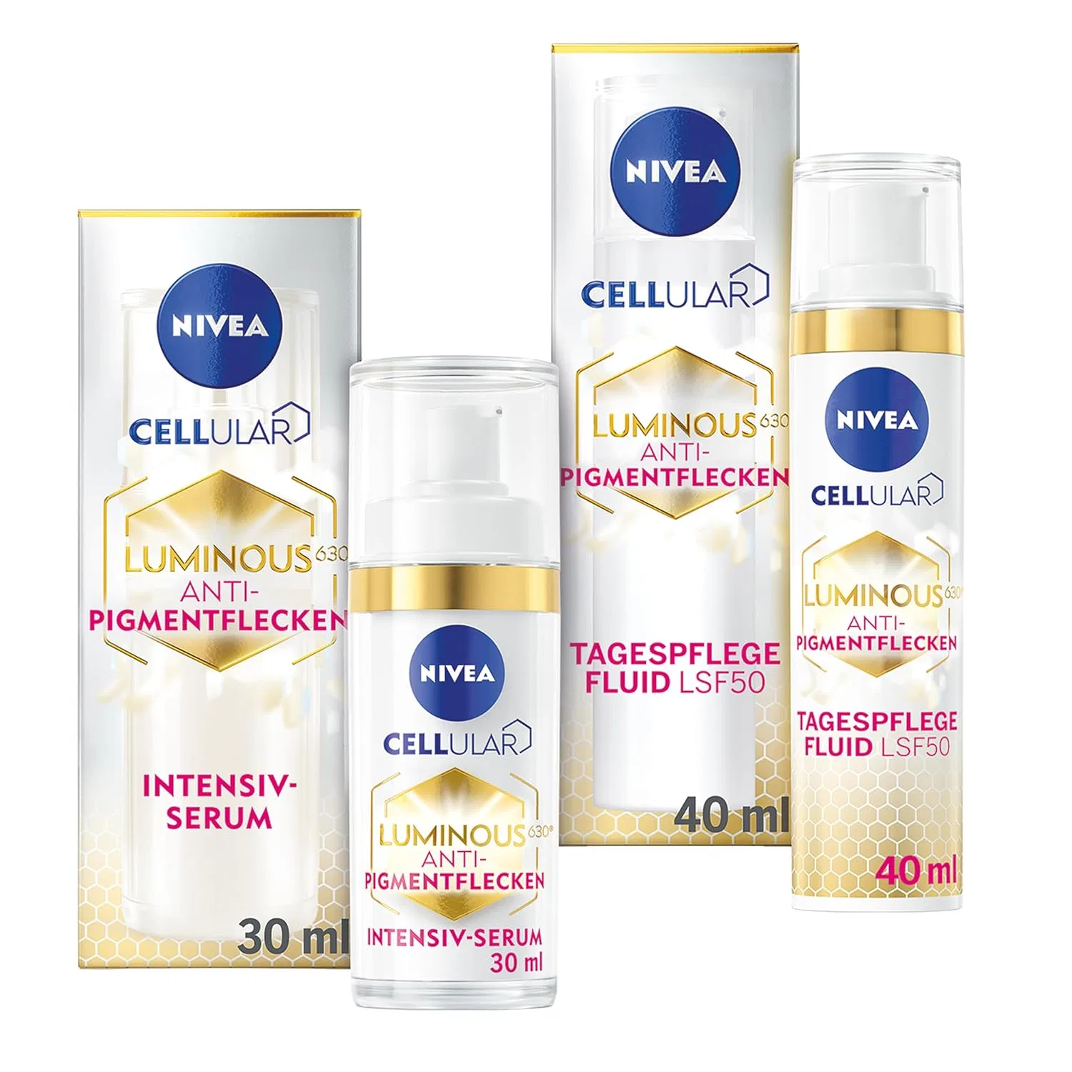Набор Nivea Cellular Luminous Anti-Pigment Spot с сывороткой и дневным кремом SPF 50 Beiersdorf
