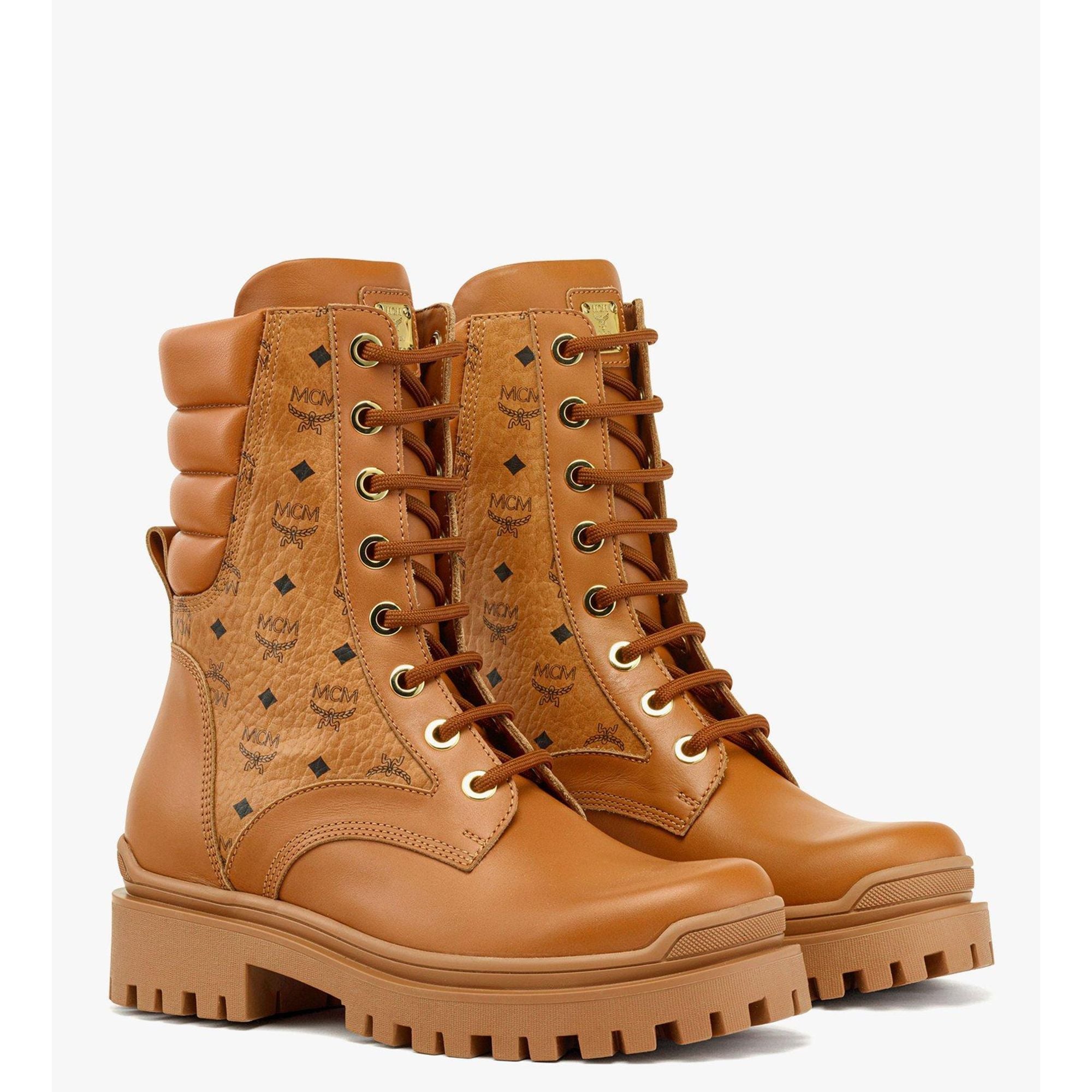 Ботинки Visetos из телячьей кожи MCM, Cognac
