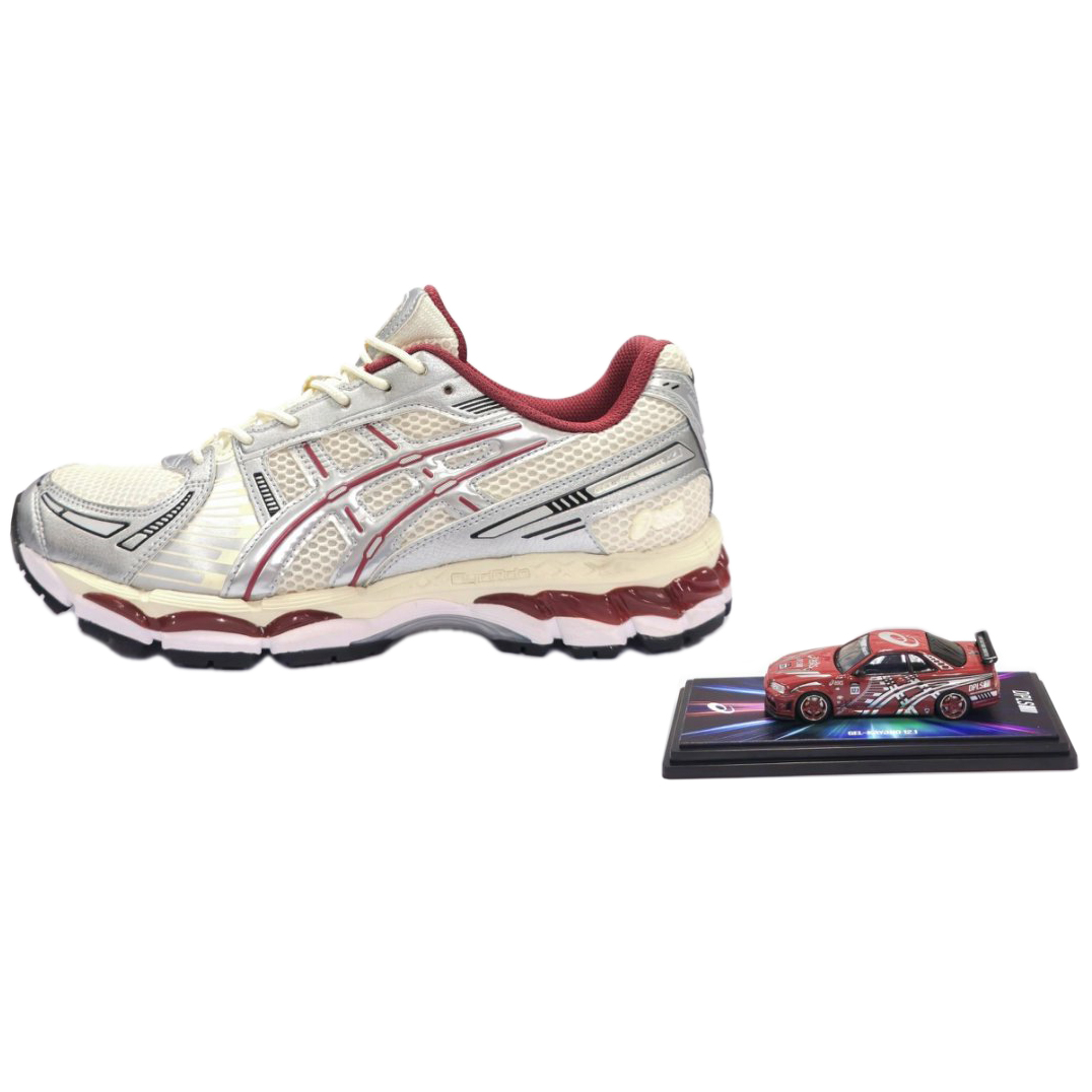 

ASICS GEL Kayano 12.1 устойчивые к истиранию низкие повседневные кроссовки для бега unisex silver red