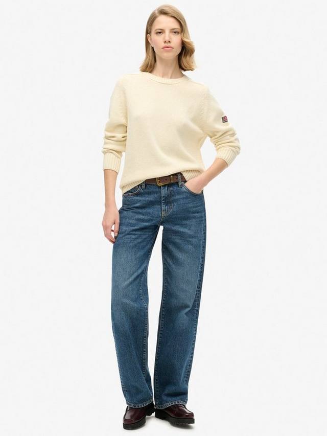 Органический хлопковый бесформенный вязаный свитшот Superdry, Natural White — фото 2