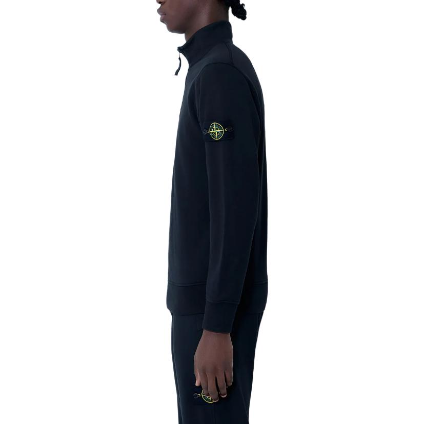 STONE ISLAND Свитшот мужской черный с воротником стойкой умеренный — фото 4