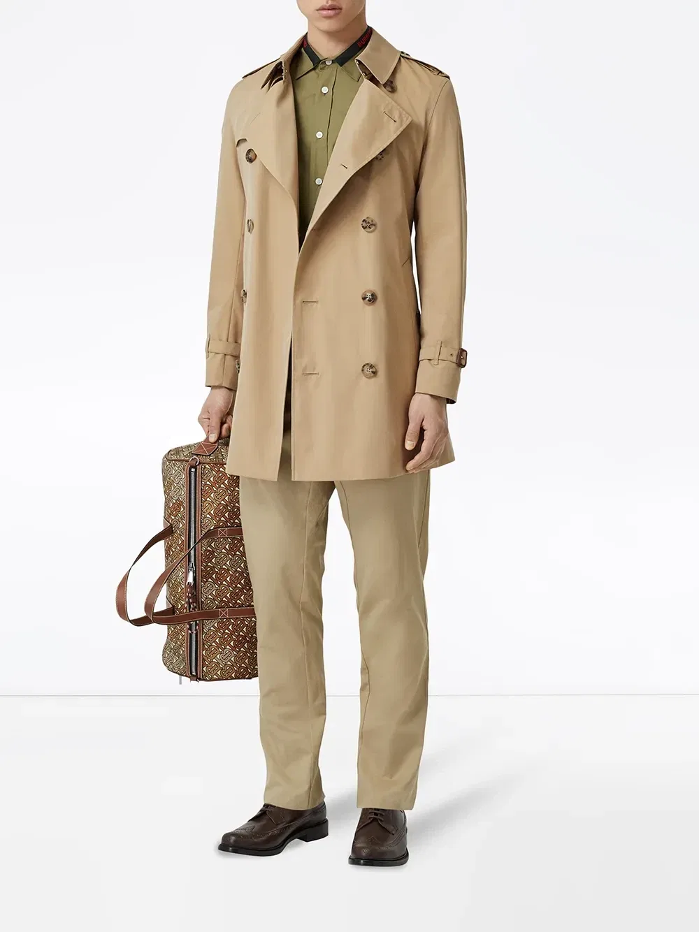 Тренч Burberry из габардина, классический крой, коричневый — фото 2