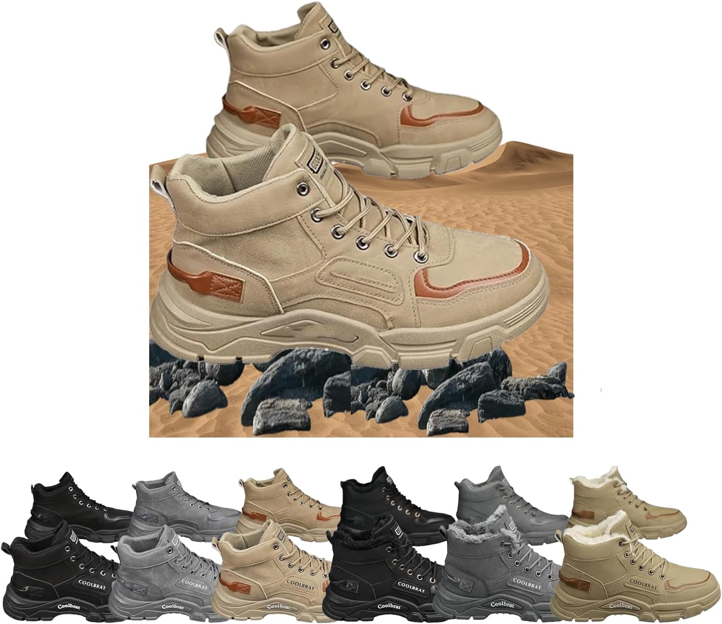 

Мужские походные ботинки для улицы, прочные и дышащие ботинки с шнуровкой, для прогулок, хайкинга и альпинизма, осень и зима Generic, хаки