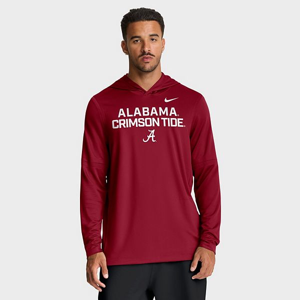 Мужская малиновая толстовка alabama crimson tide 2025 sideline dri-fit с длинным рукавом Nike