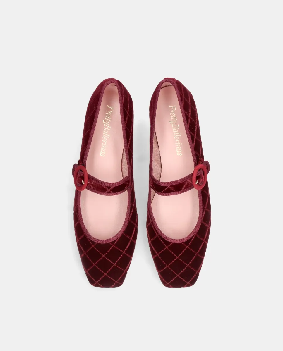 Женские балетки Camille из стеганого велюра Pretty Ballerinas, гранатовый — фото 2