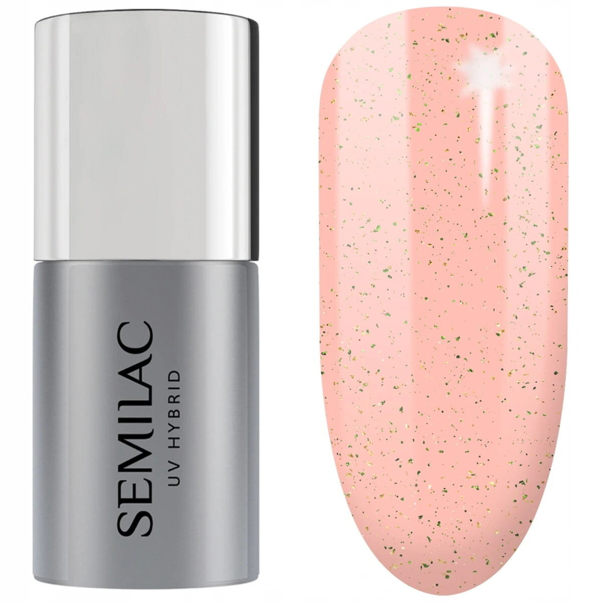 

Semilac Top No Wipe Blinking Gold & Green Flakes T16, 7мл