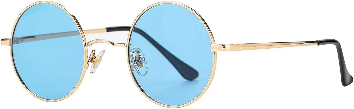 

Поляризованные круглые солнцезащитные очки Gleyemor для мужчин и женщин в стиле хиппи, маленькие круглые очки с красными и желтыми линзами, 07 Gold/Clear Blue