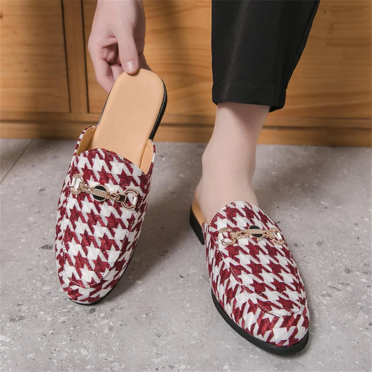 Мужские мюли Loafers, красные JSDWNDO — фото 4