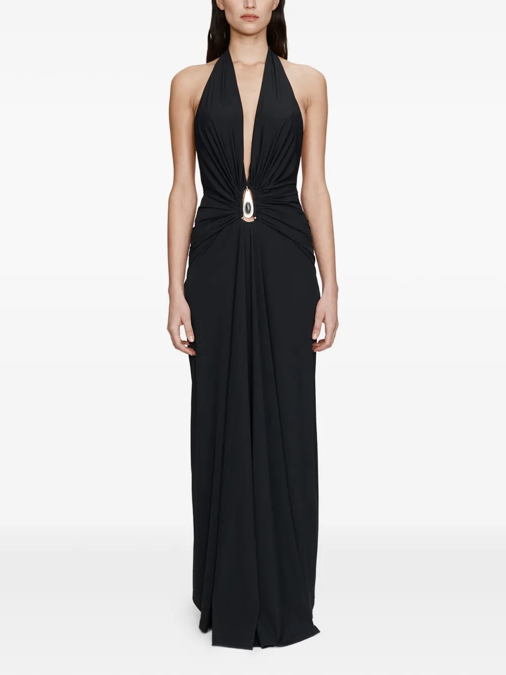 

Платье с драпировкой и подвеской из кристаллов Christopher Esber, черный