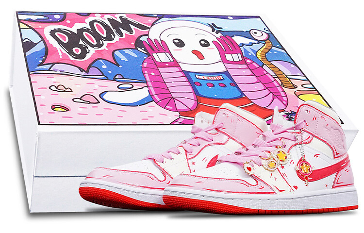 

Кроссовки Air JORDAN 1 Vintage Basketball Shoes Women's High-Top Pink White
