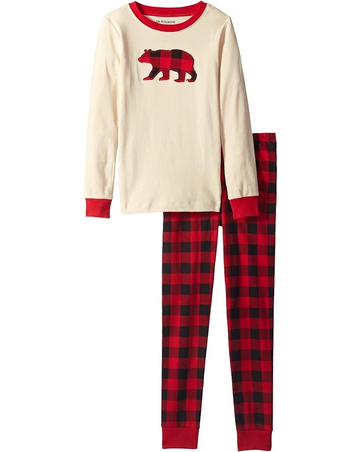 

Пижамный комплект Little Blue House By Hatley Buffalo Plaid Appliqué Pajama Set, черный