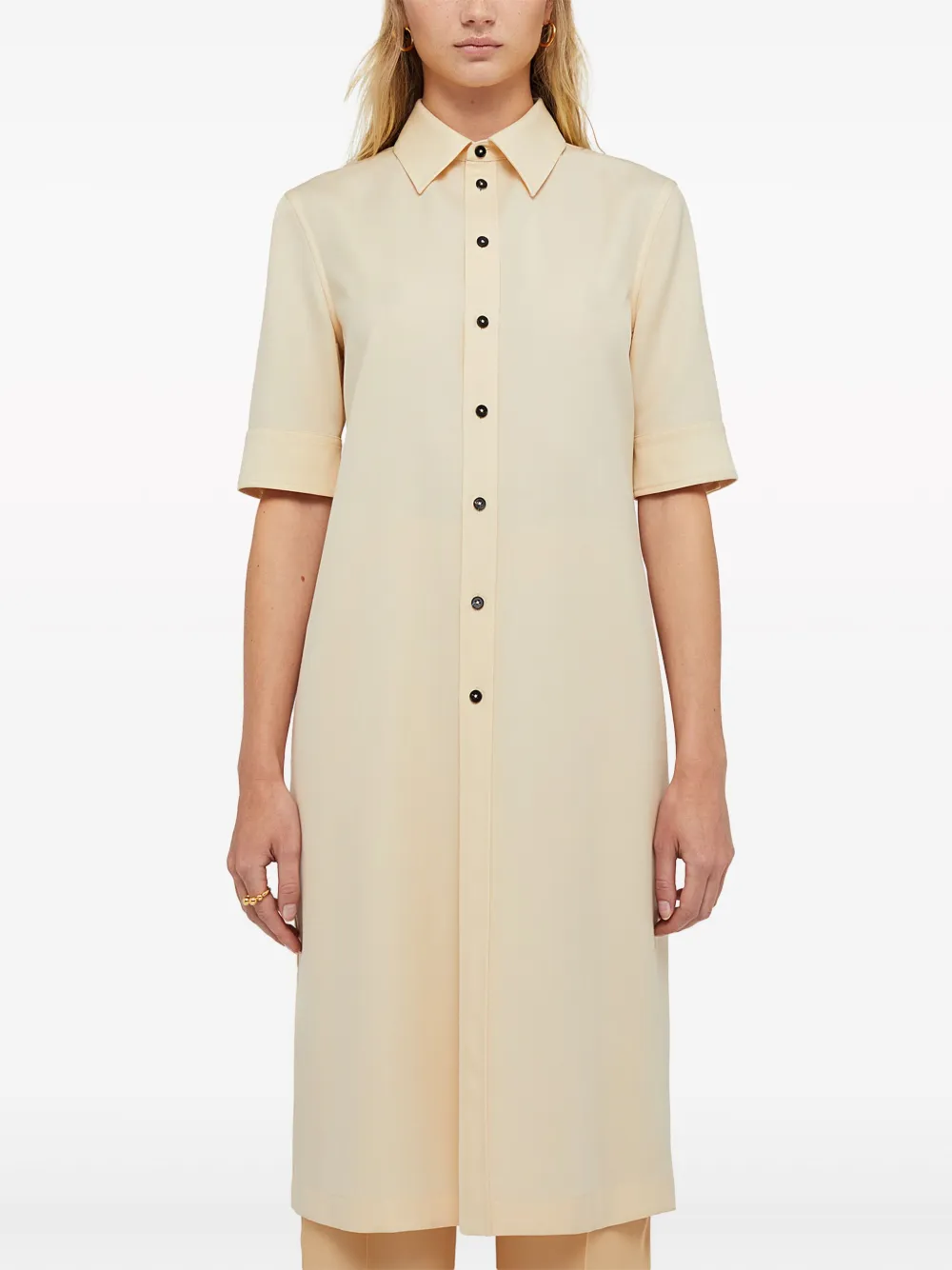 Длинная шерстяная рубашка JIL SANDER, нейтральный — фото 2