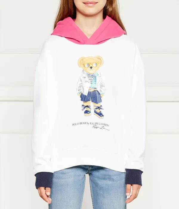 Вязаная толстовка с капюшоном в виде медведя regular fit Polo Ralph Lauren, белый