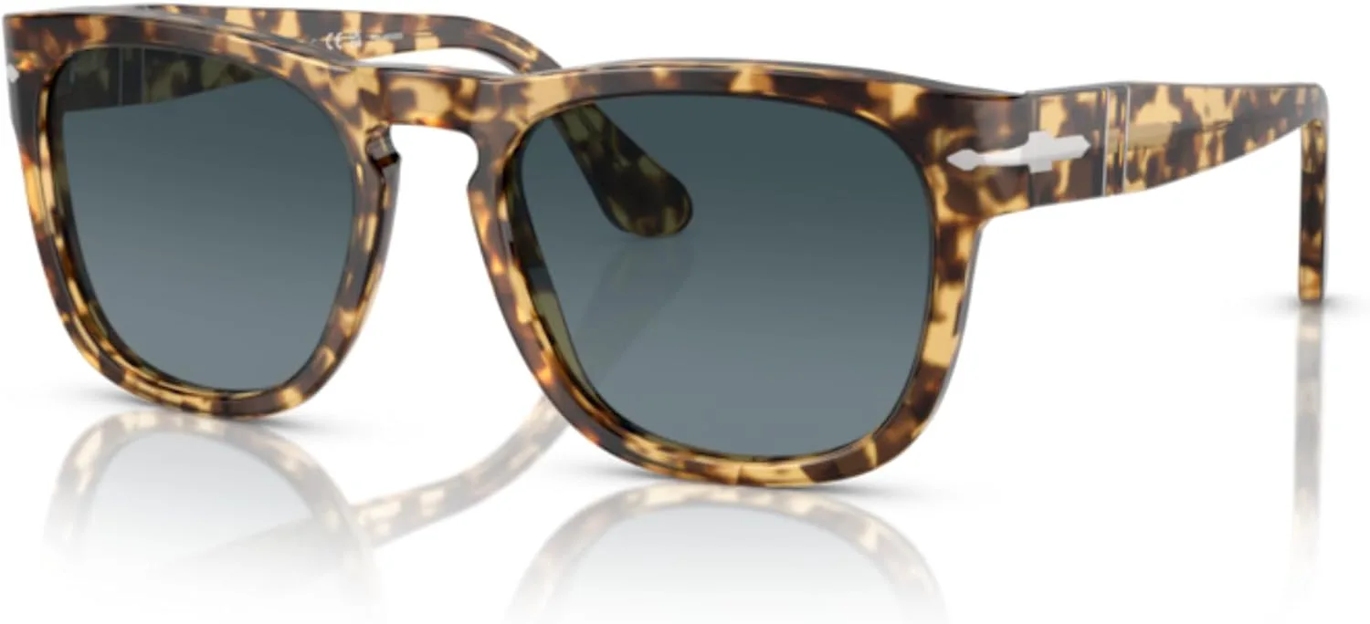 

Квадратные солнцезащитные очки Persol Elio PO3333S для мужчин и женщин + КОМПЛЕКТ с аксессуарами для очков, Beige Tortoise / Blue Gradient Dark Blue Polarized