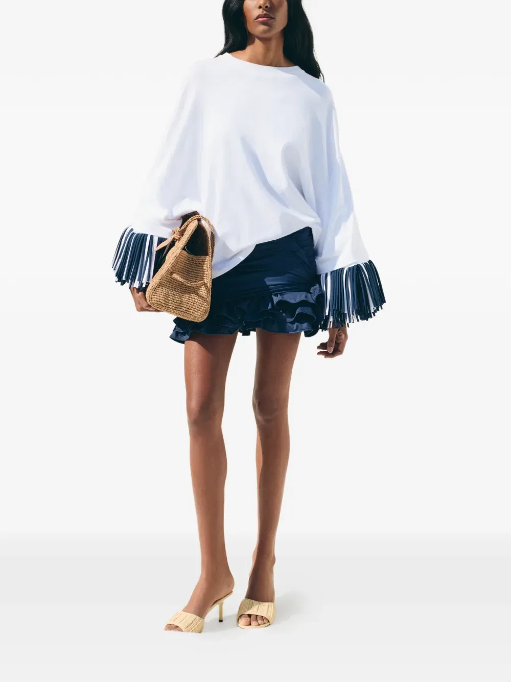 Мини-Юбка Jupe Playa с оборками Jacquemus, синий — фото 2