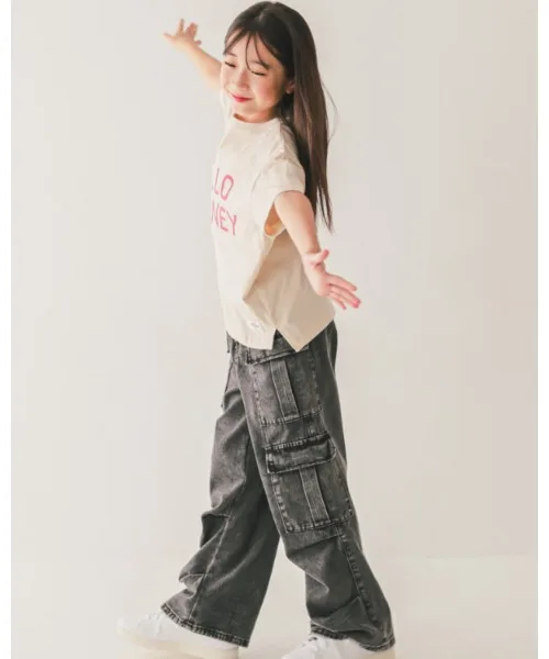 Детская футболка HELLO JOURNEY с принтом jeans-b молочного цвета — фото 4