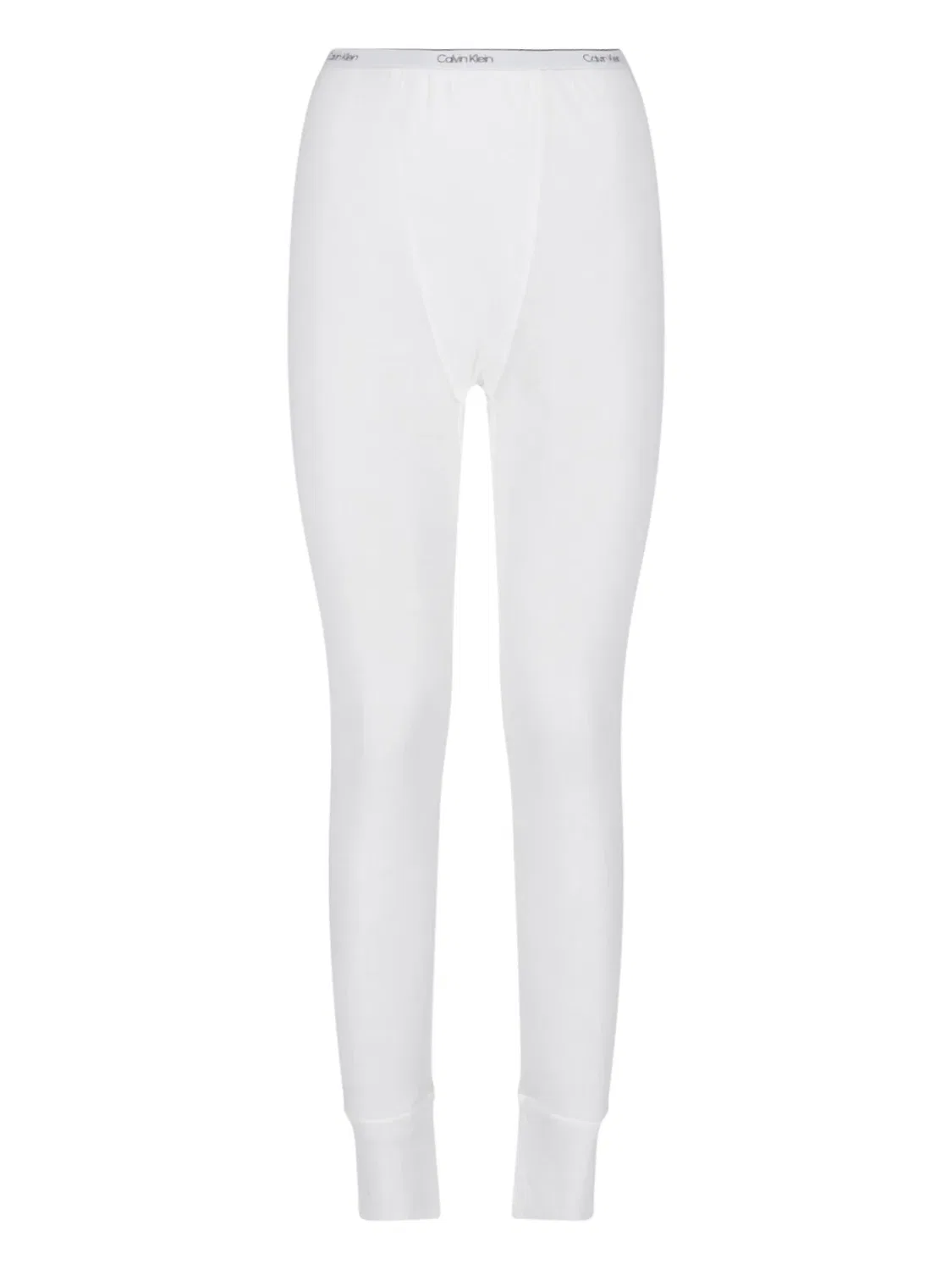 Белые зауженные брюки с ребристыми манжетами и логотипом Calvin Klein, White