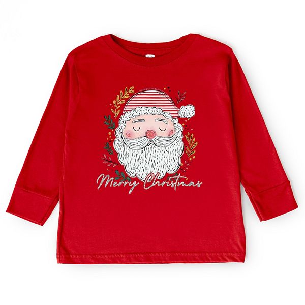 

Футболка с длинным рукавом Merry Christmas Santa Stripes для малышей The Juniper Shop, Red
