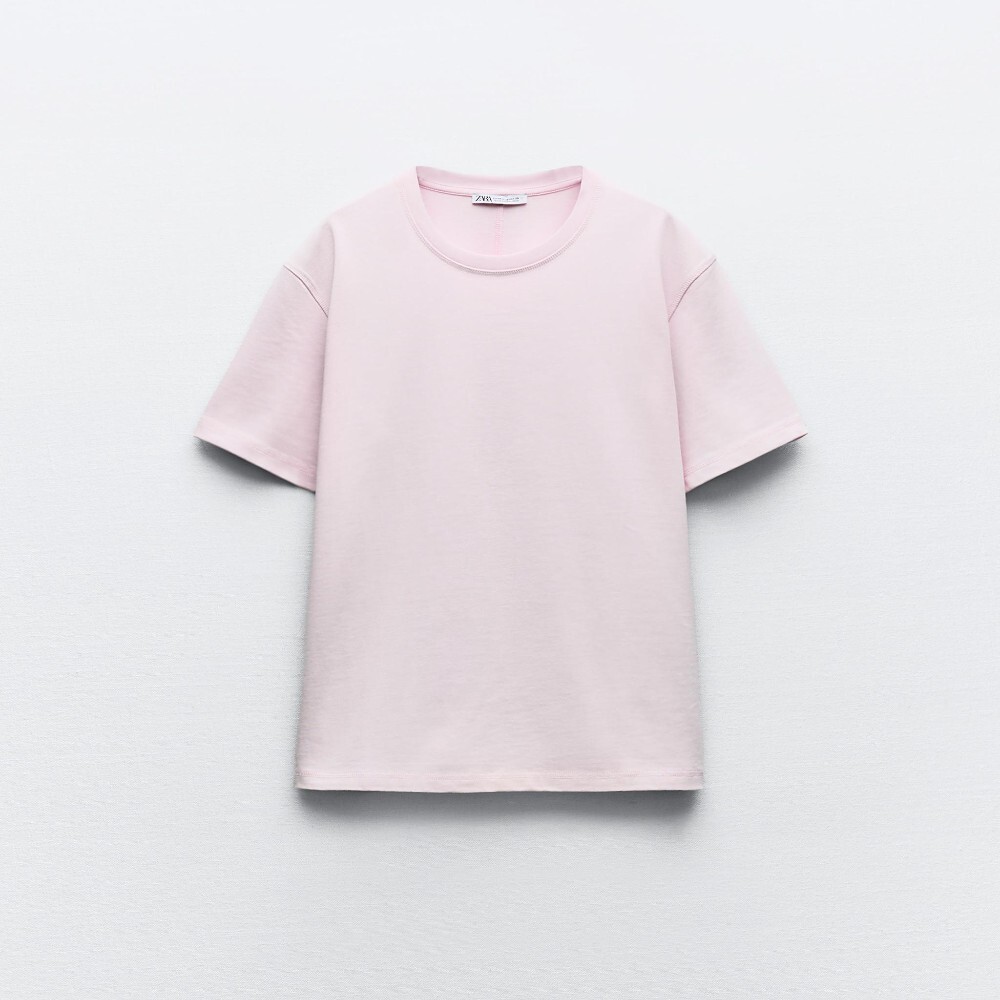 

Футболка Zara Heavy Weight Cotton, розовый