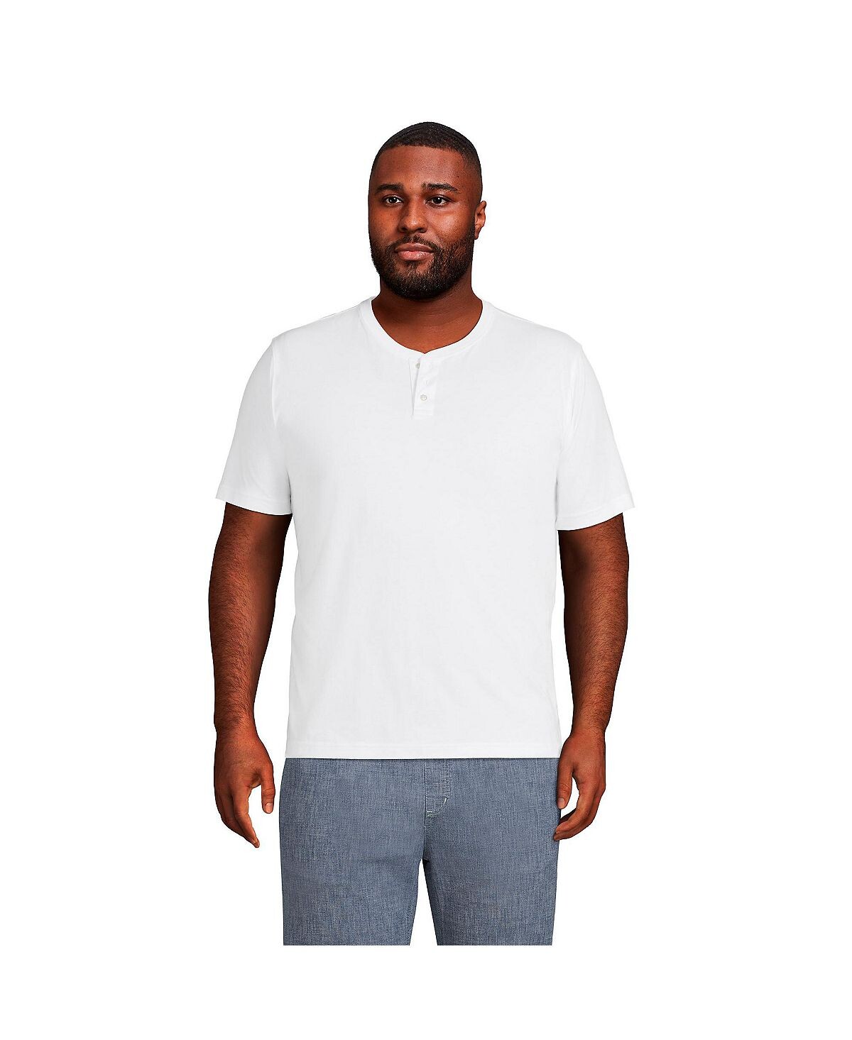 

Мужская футболка Henley Big and Tall с короткими рукавами Super-T Lands' End