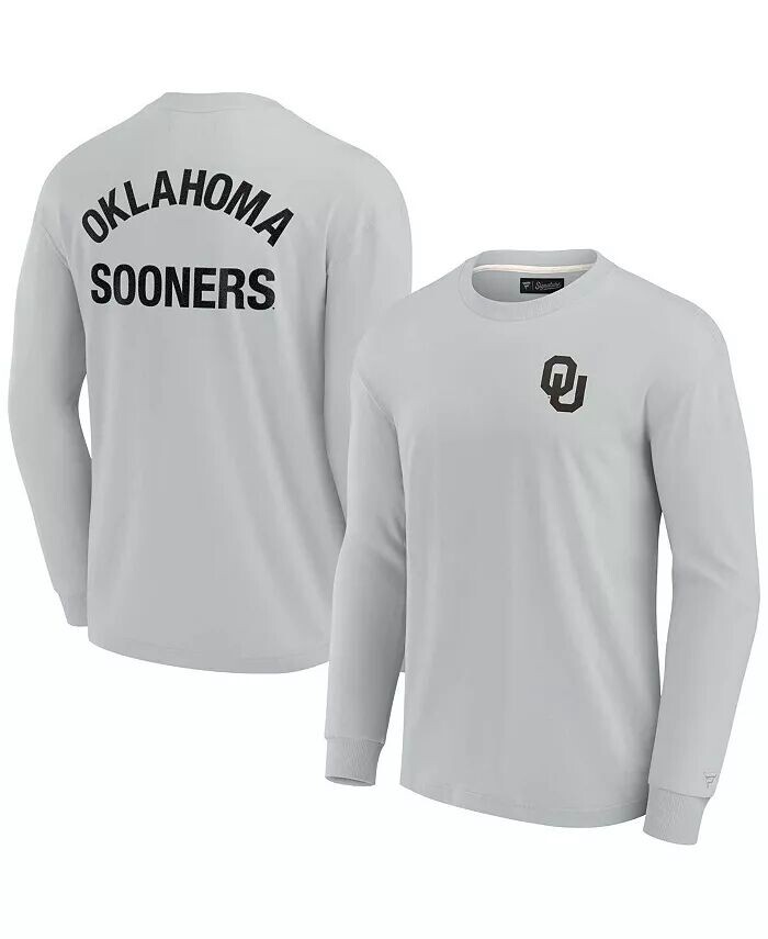 

Мужская и женская серая футболка Oklahoma Sooners Super Soft с длинным рукавом Fanatics Signature