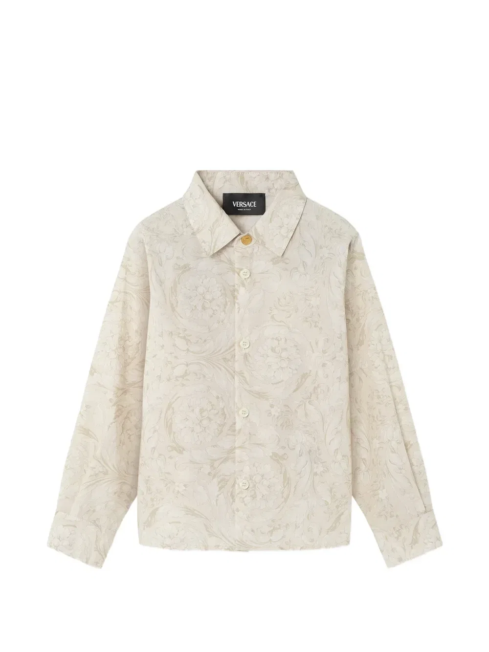 Рубашка из поплина с принтом Versace Kids, бежевый