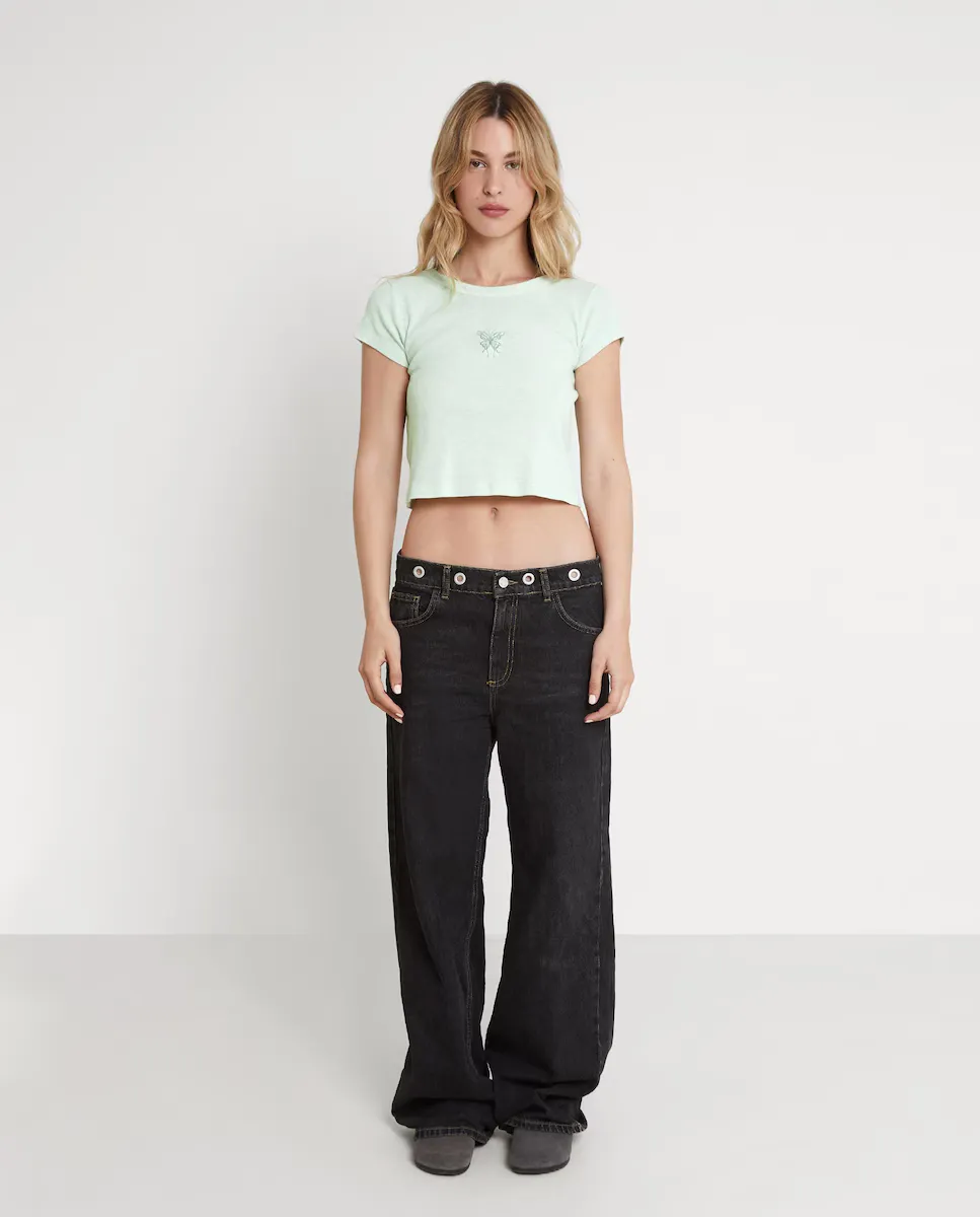 

Женская короткая хлопковая футболка Naëlle, бирюзовый