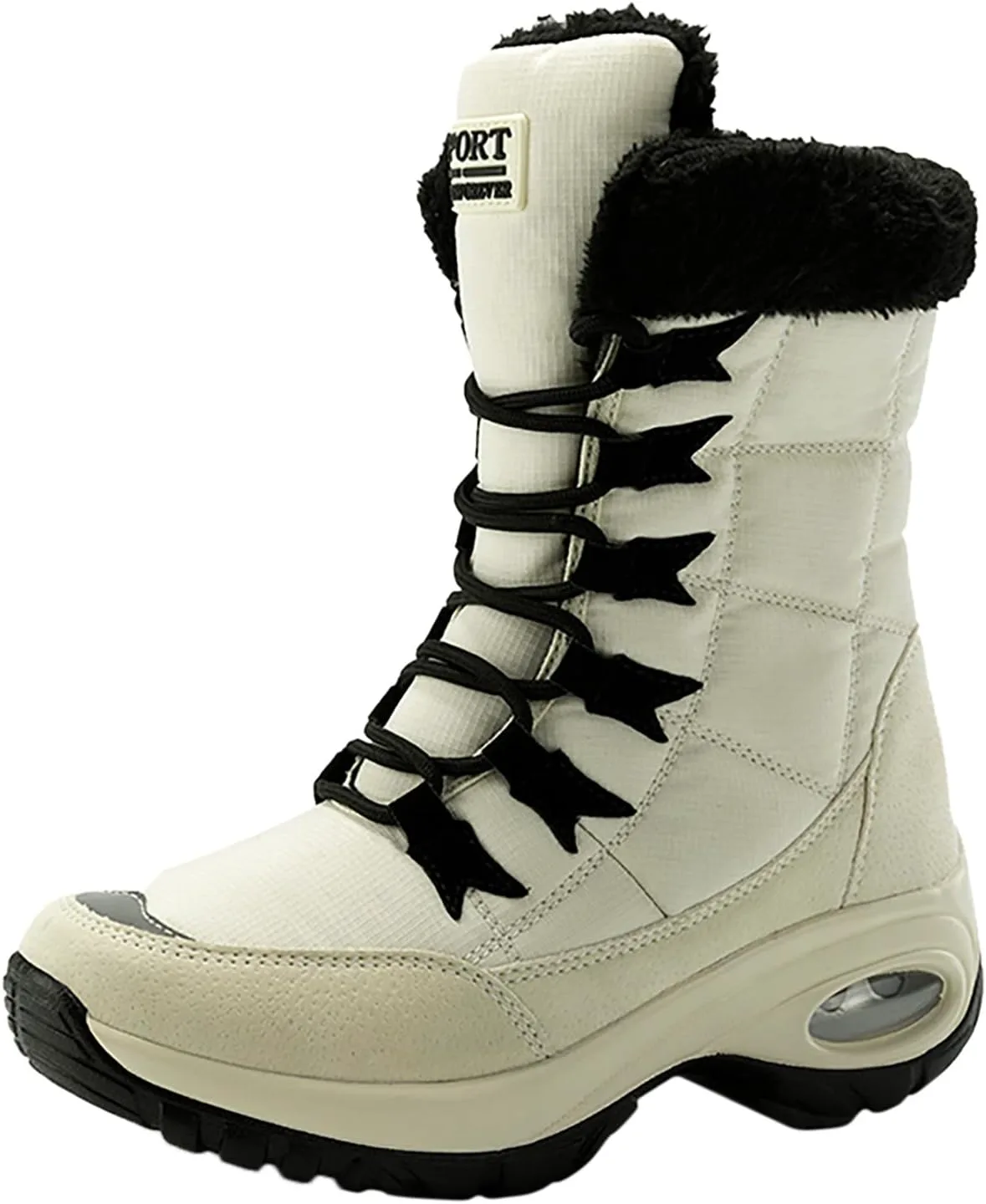 

Мужские зимние ботинки с меховой подкладкой, средние по голенищу, водонепроницаемые, удобные для улицы, зимние ботинки, без шнурков, нескользящие, для походов и треккинга Generic, бежевый