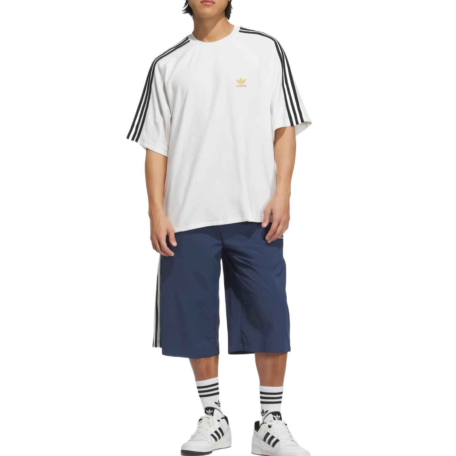 Adidas Originals Классические шорты casual мужские Dark Blue/Ivory — фото 3