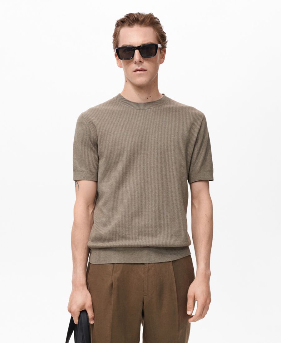 

Мужская трикотажная футболка в рубчик MANGO, Dark Green, Зеленый, Мужская трикотажная футболка в рубчик MANGO, Dark Green